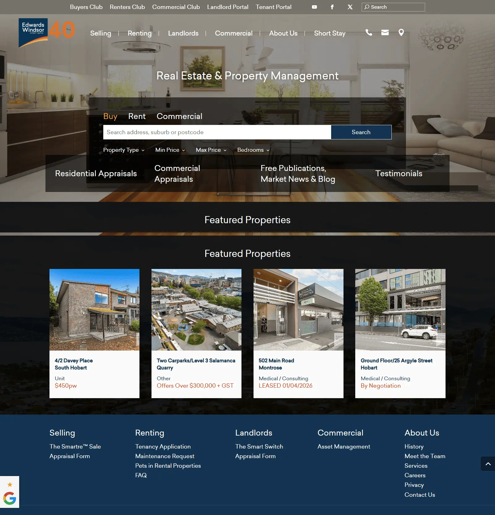 Real Estate & Property Management website — Hobart, Australia